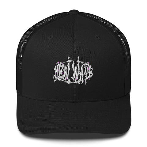 new wave barbed wire logo trucker hat